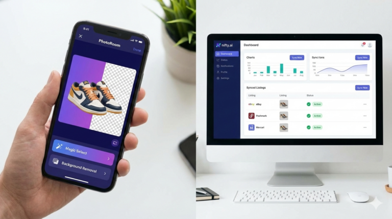 Nifty.ai dashboard showing cross-listed inventory across multiple marketplaces.